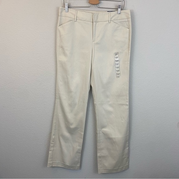 GH Bass & Co Pale Taupe Straight leg Stretch Pants Pockets Size 8 NWT - Picture 1 of 10